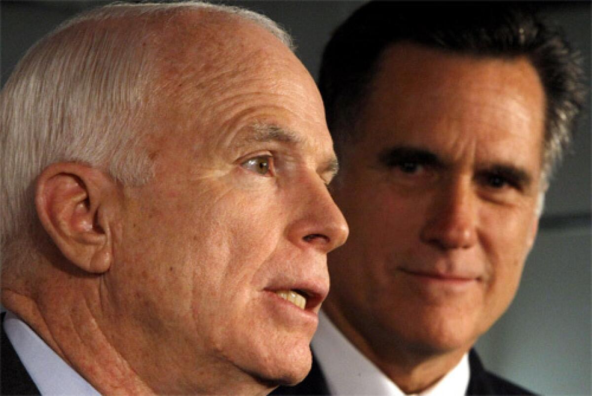 FORMER RIVALS: Now we move forward together, Sen. John McCain said after his endorsement by Mitt Romney, right.