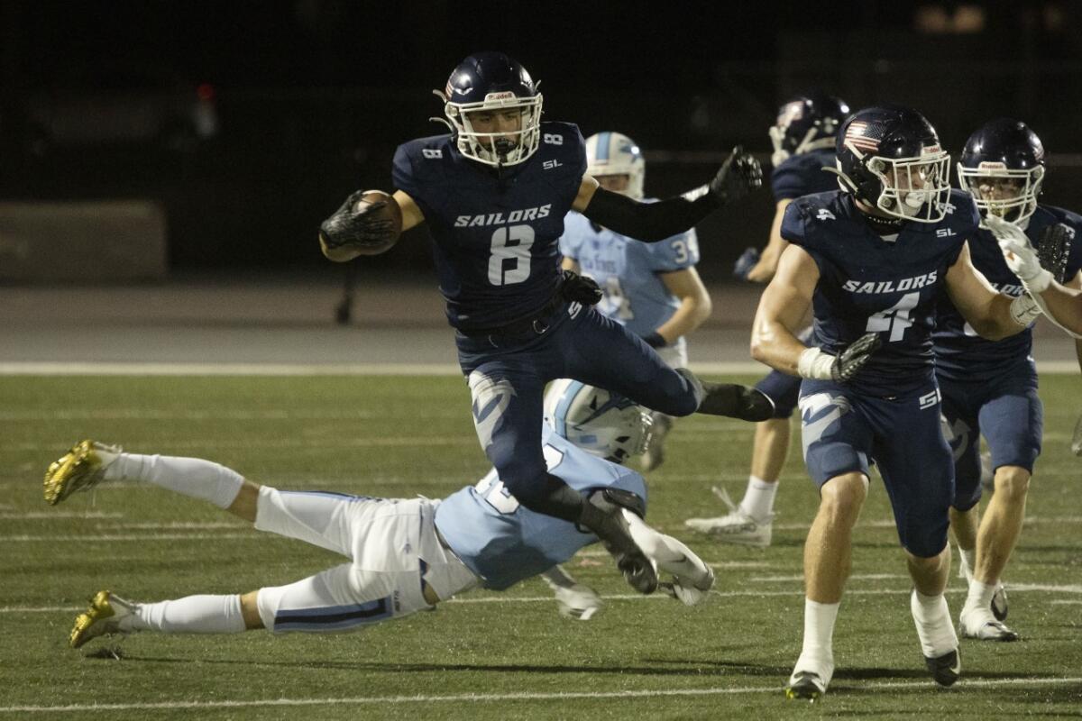 Newport Harbor’s Josiah Lamarque had 122 yards receiving and a touchdown on Friday night against La Habra.