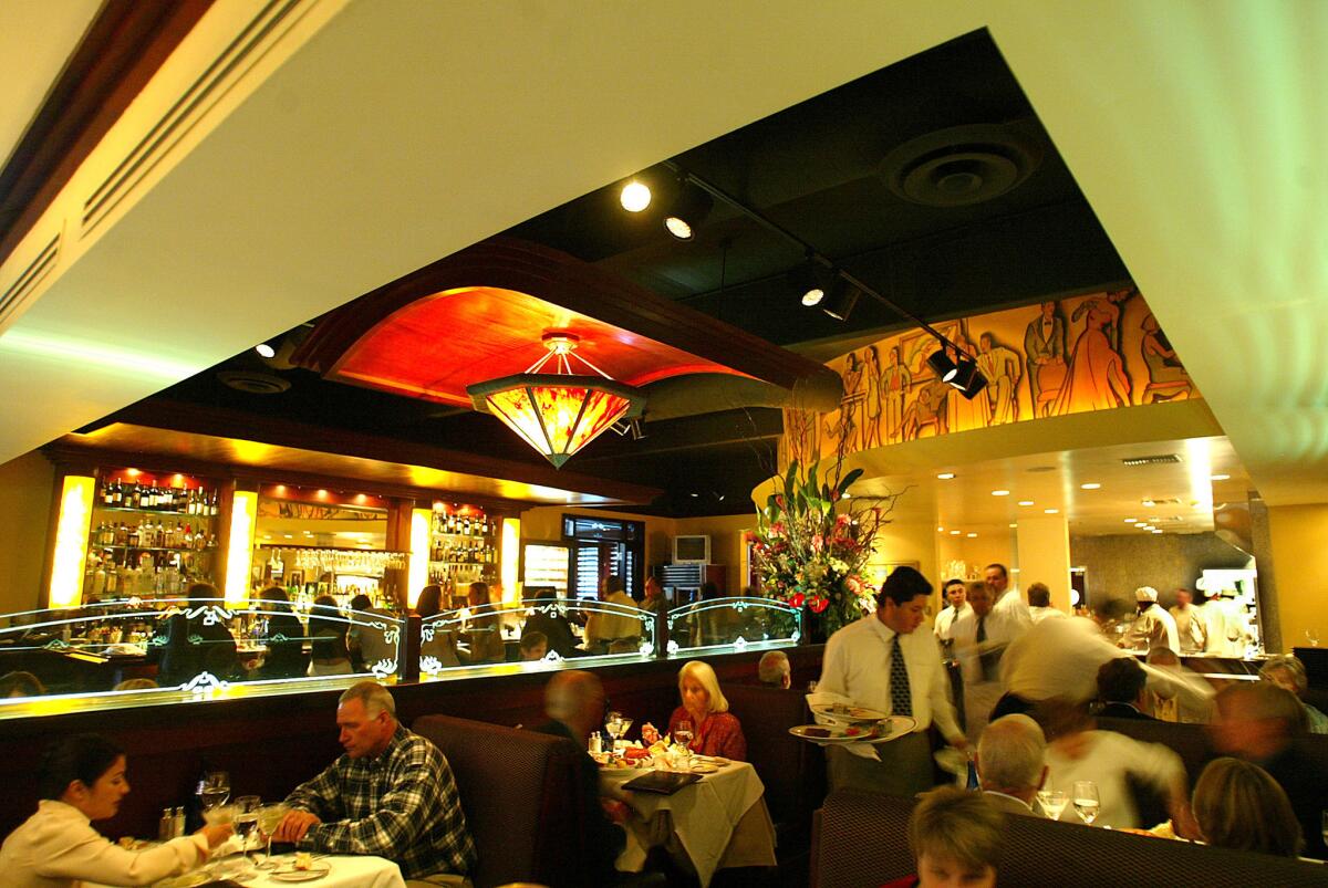 The dining room of the Arroyo Chop House restaurant in Pasadena.
