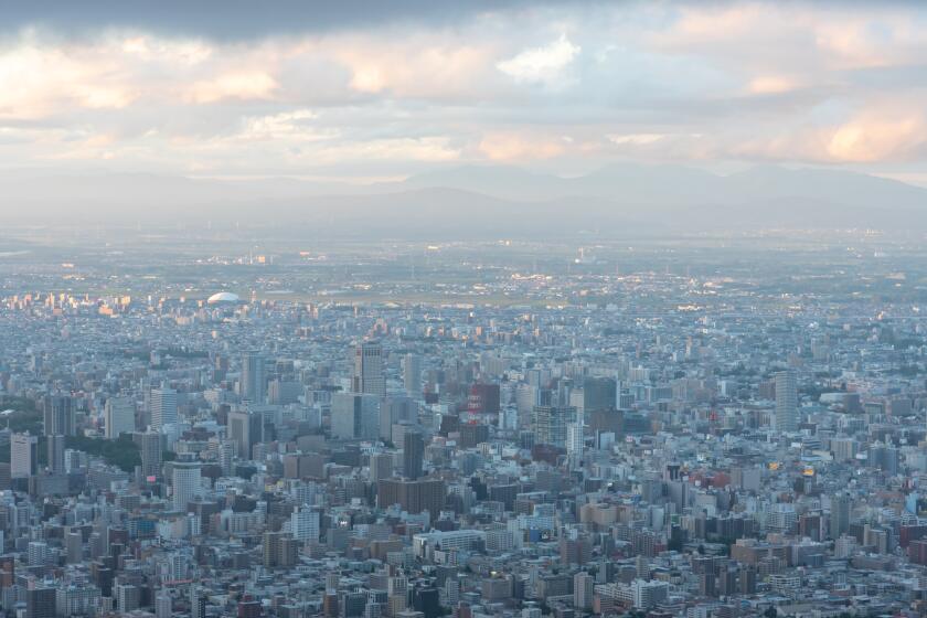 Sapporo city skyline view from Mount Moiwa. Sapporo, Hokkaido, Japan