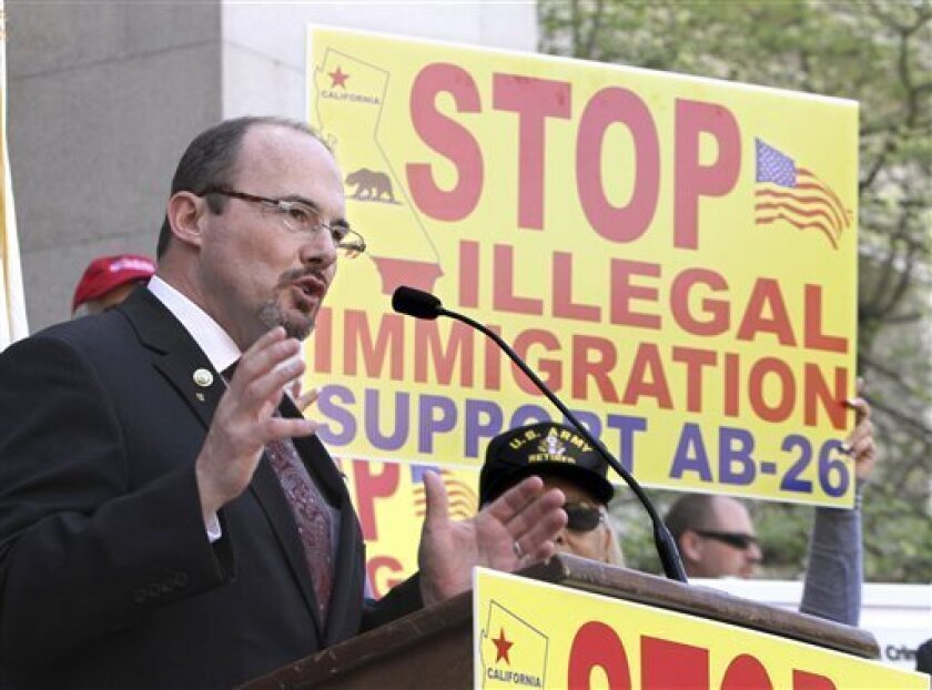 Assemblyman Tim Donnelly, R-Twin Peaks, during a 2011 rally in Sacramento. (AP Photo/Rich Pedroncelli)
