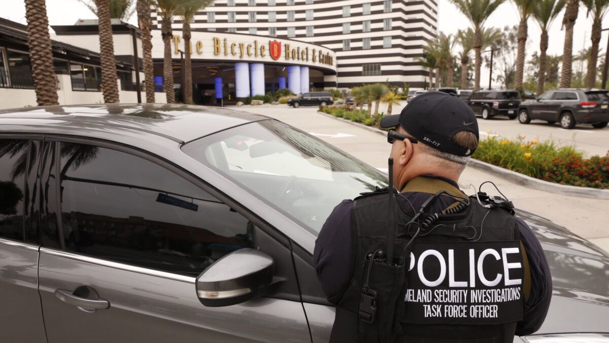 Federal authorities executed warrants as part of a criminal investigation at the Bicycle Hotel & Casino in Bell Gardens.