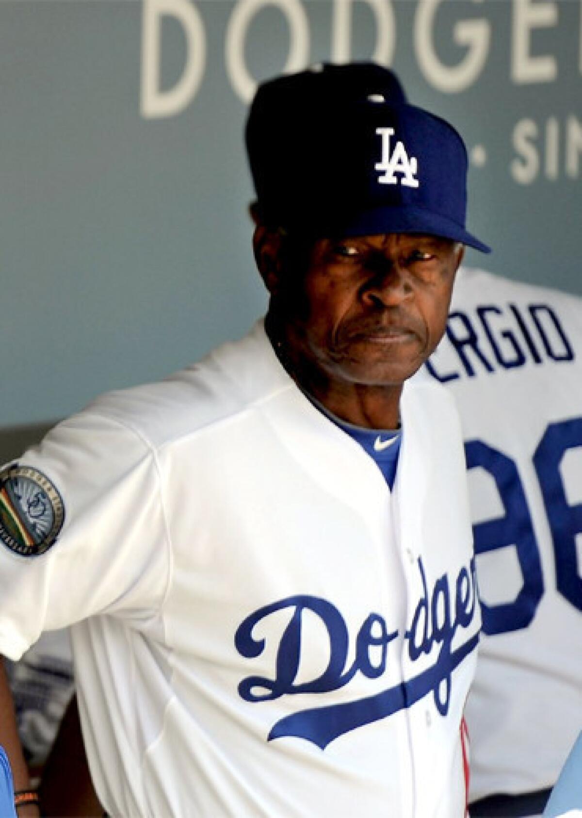 Los Angeles Dodgers coach Manny Mota during batting practice