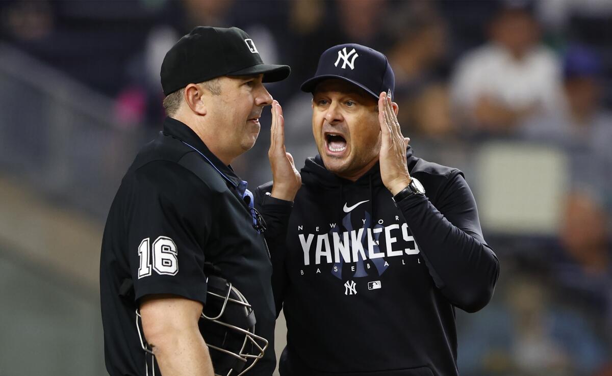 Yankees manager Aaron Boone ejected for 7th time this season, tied