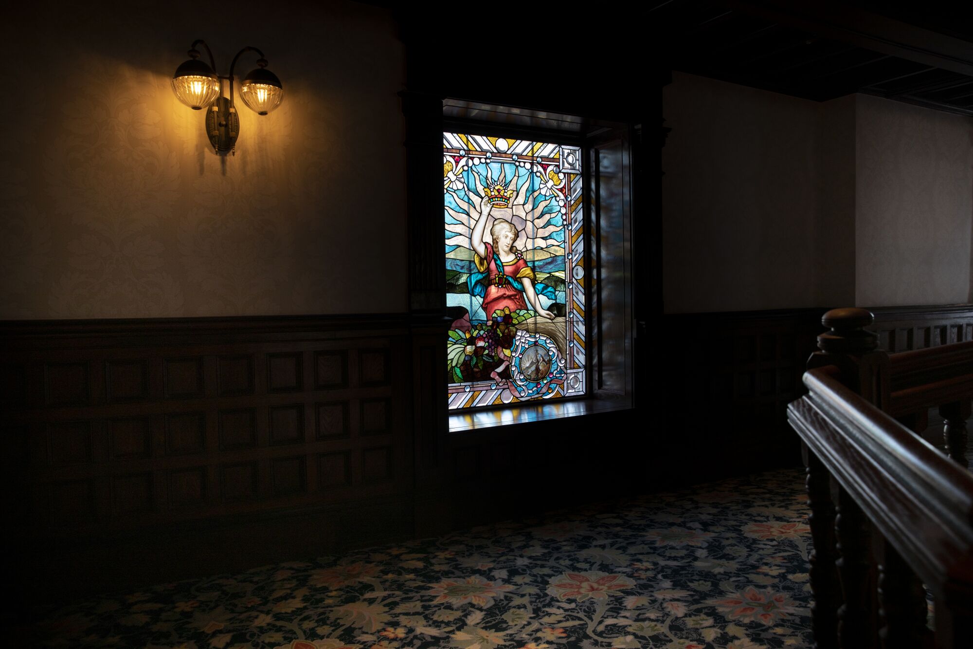  Restored stained glass window called "The Coronation Window"