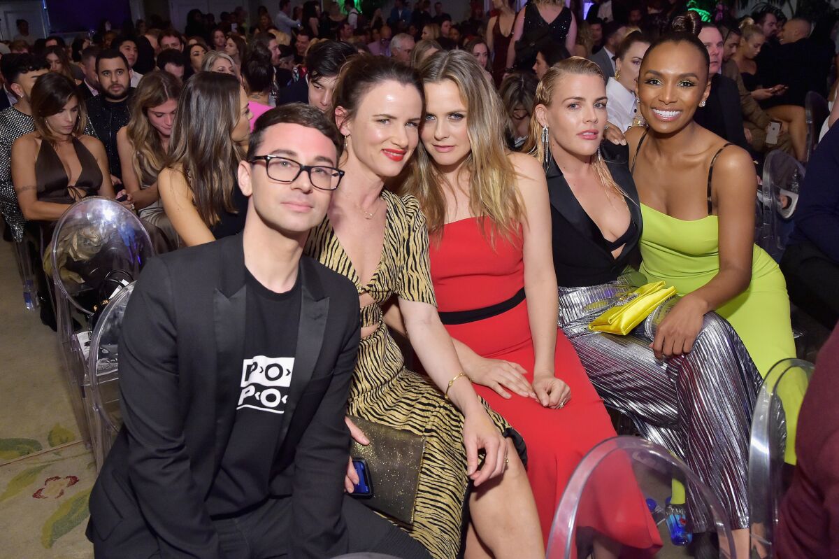 Christian Siriano, from left, Juliette Lewis, Alicia Silverstone, Busy Philipps and Janet Mock at the Daily Front Row Fashion Los Angeles Awards.
