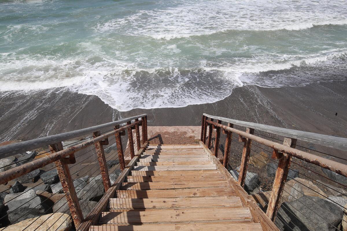 Staircases have been closed at North Beach in San Clemente due to erosion and safety concerns.