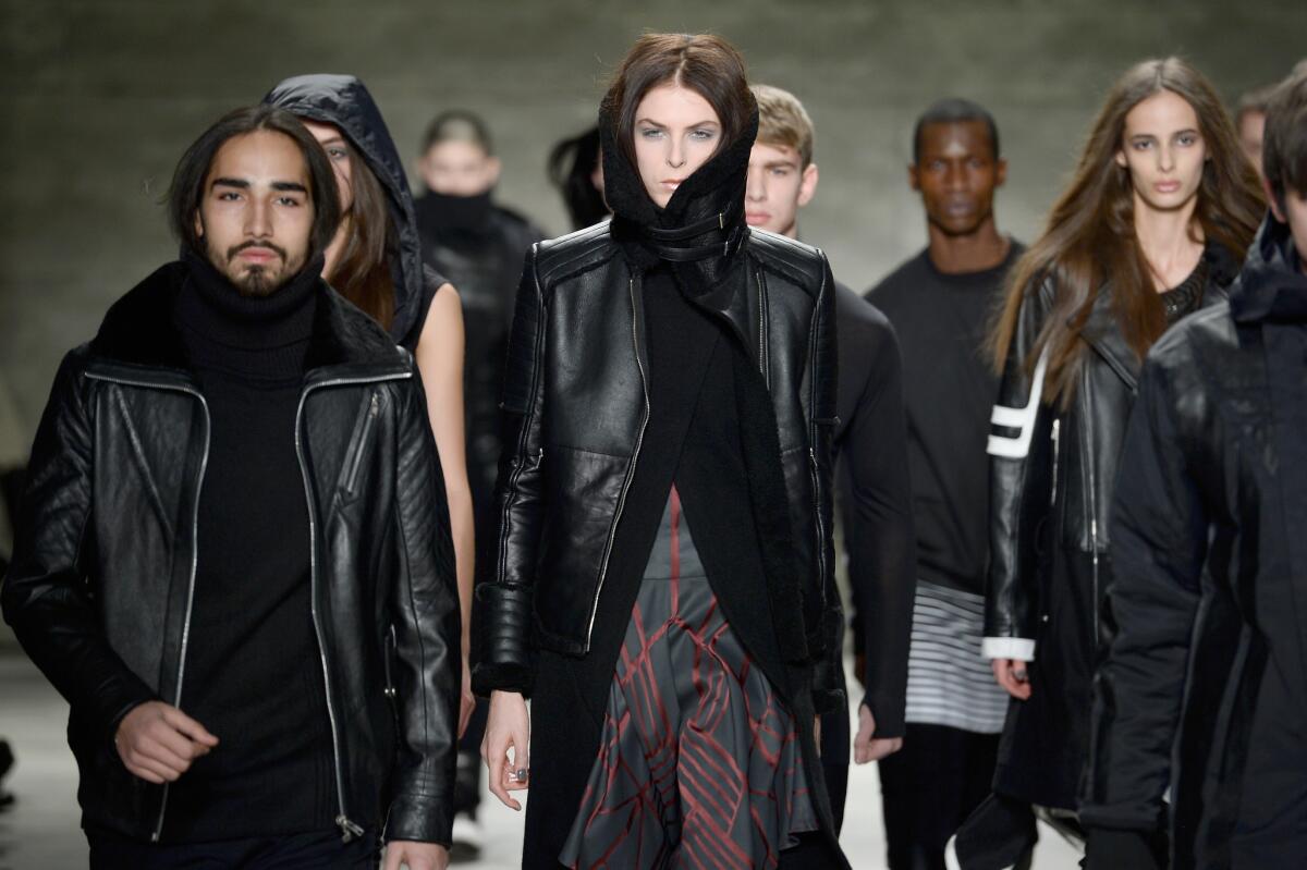 Models walk the runway at the Skingraft fashion show during Mercedes-Benz Fashion Week Fall-Winter 2015.