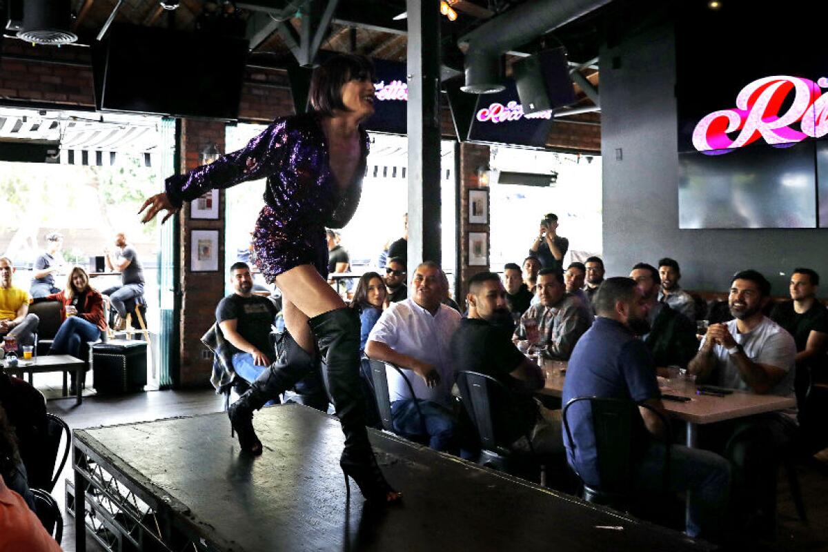 A performer at Rocco's in West Hollywood on Sunday.