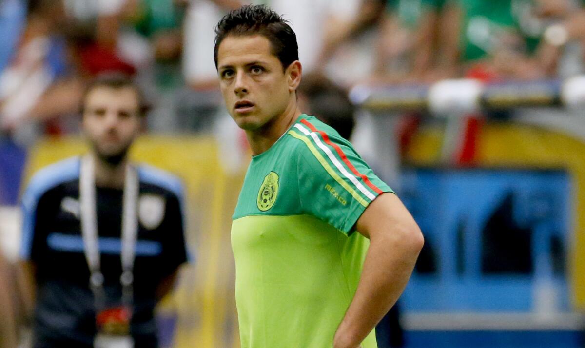 Javier "Chicharito" Hernández warms up prior to a Copa America match against Uruguay in June 2016.