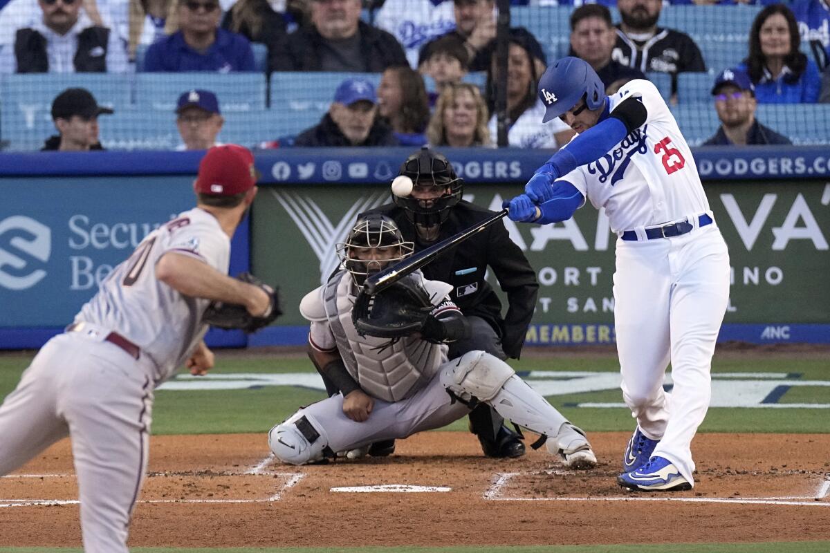 Trayce Thompson hits a grand slam home run off Arizona Diamondbacks starting pitcher Madison Bumgarner