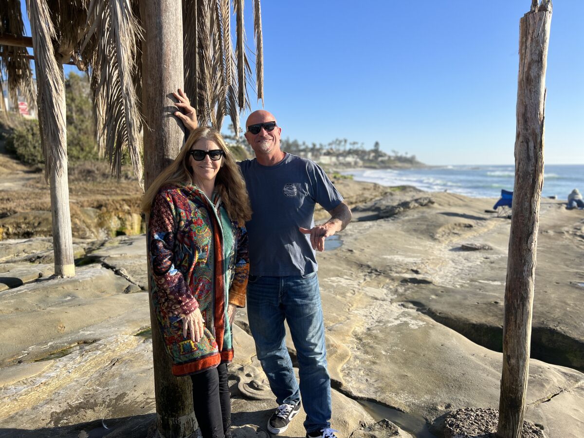 Windansea Surf Club's new president and vice president, Marnie Cheney and Nathan Jernigan
