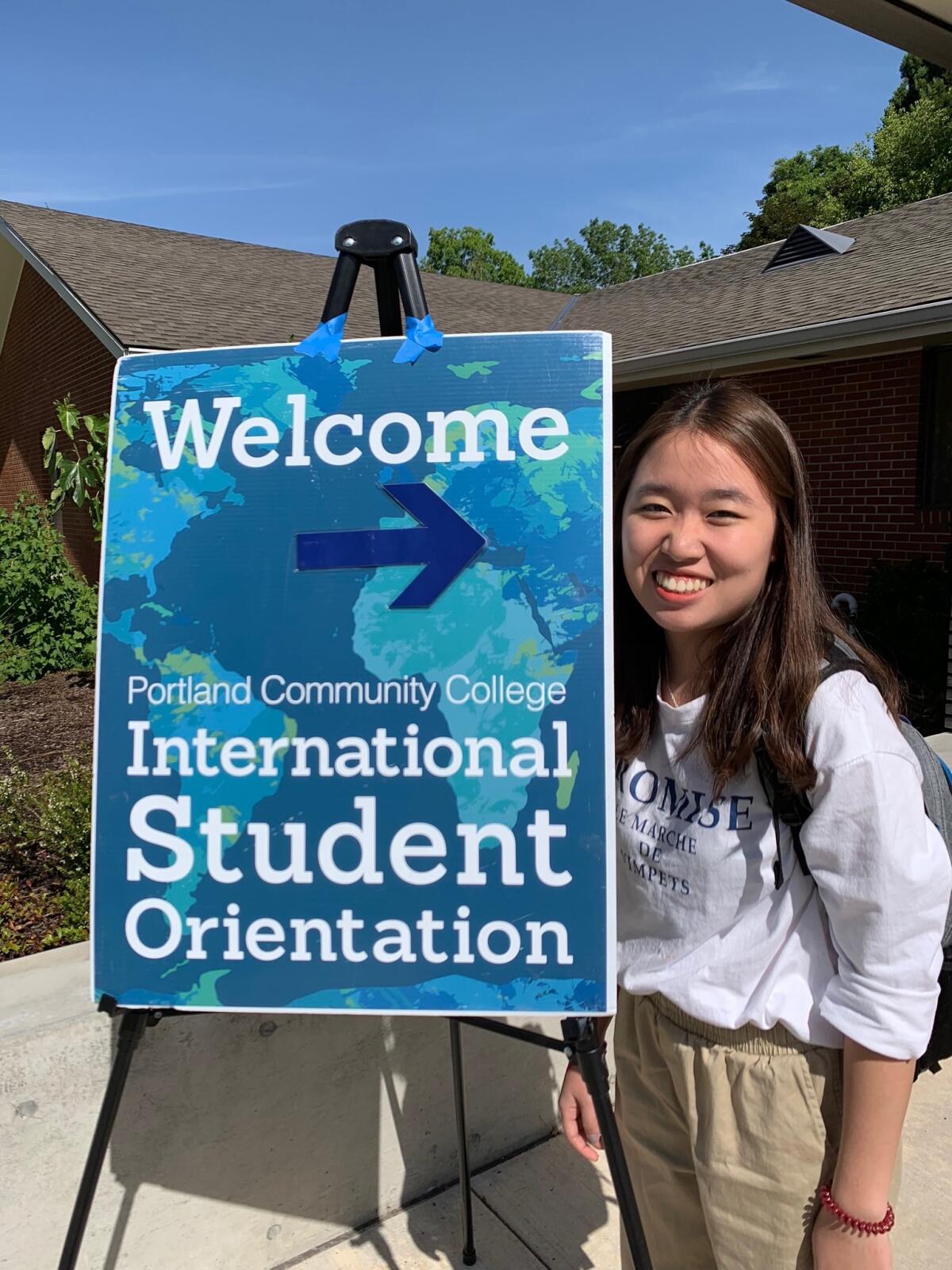 Trang Tran, 20, is pictured on her first day of school in the United States at Portland Community College in Oregon, thanks to sponsorship from Giving It Back to Kids.