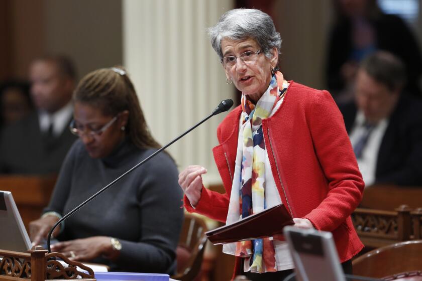 State Sen. Hannah-Beth Jackson (D-Santa Barbara), shown during a floor debate earlier this week, authored a measure to enhance privacy protections for Internet consumers.