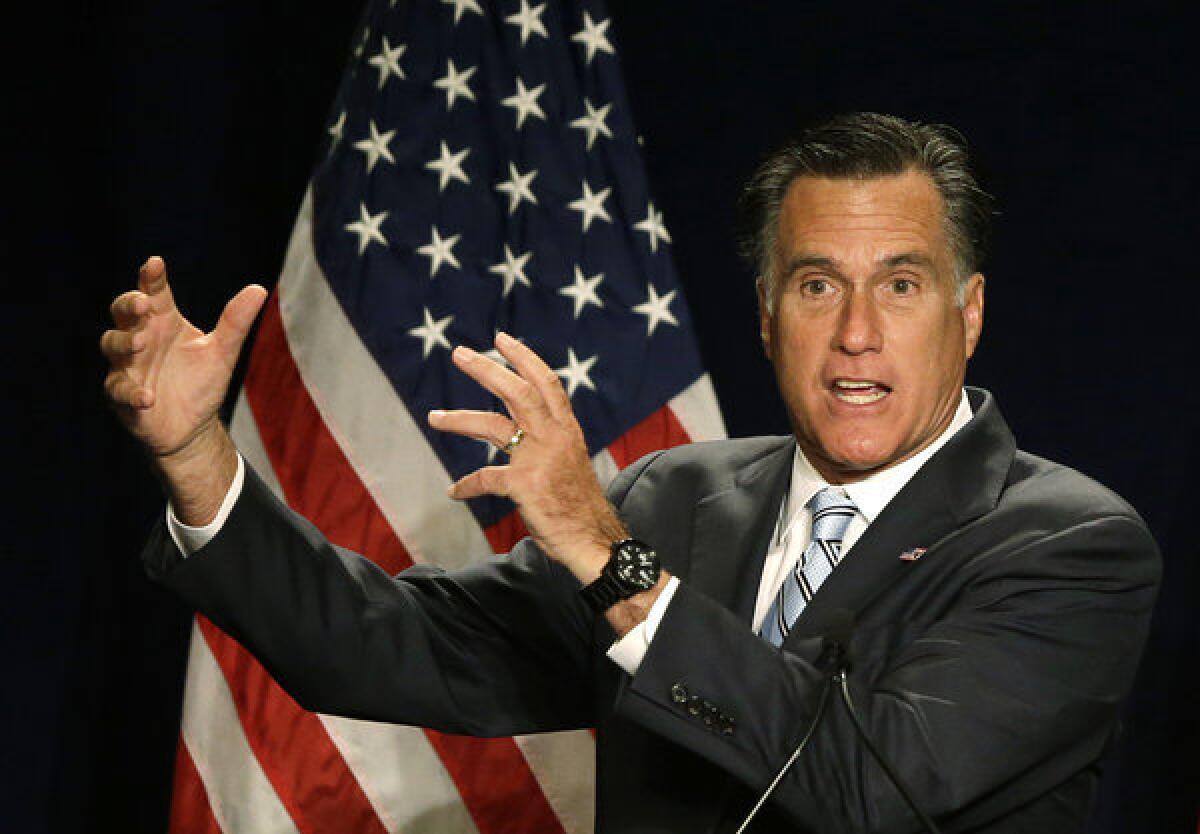 Mitt Romney speaks at a campaign fundraising event in Atlanta.