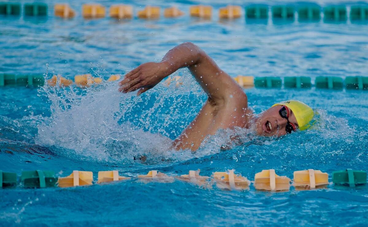 Nick Jones of San Pedro wins the 500-meter freestyle at the City Section swimming championships.