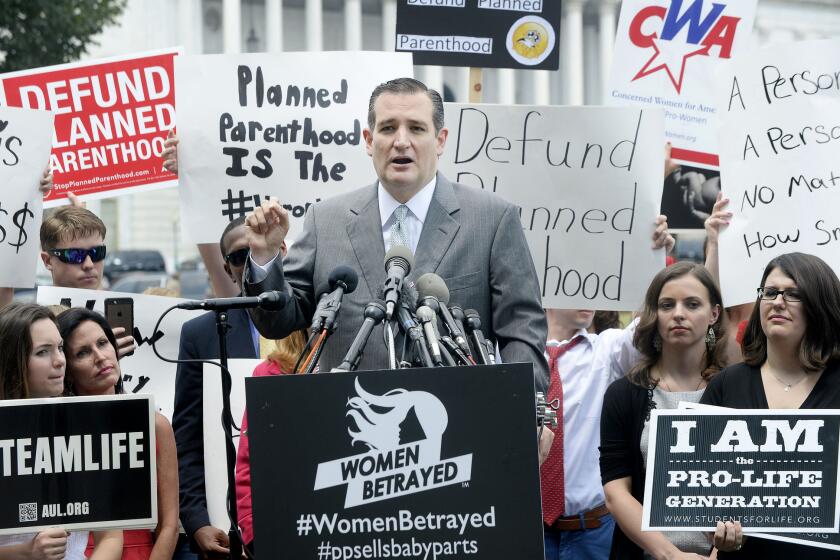 Republican presidential candidate Ted Cruz speaks at an anti-abortion rally on July 28 in Washington.