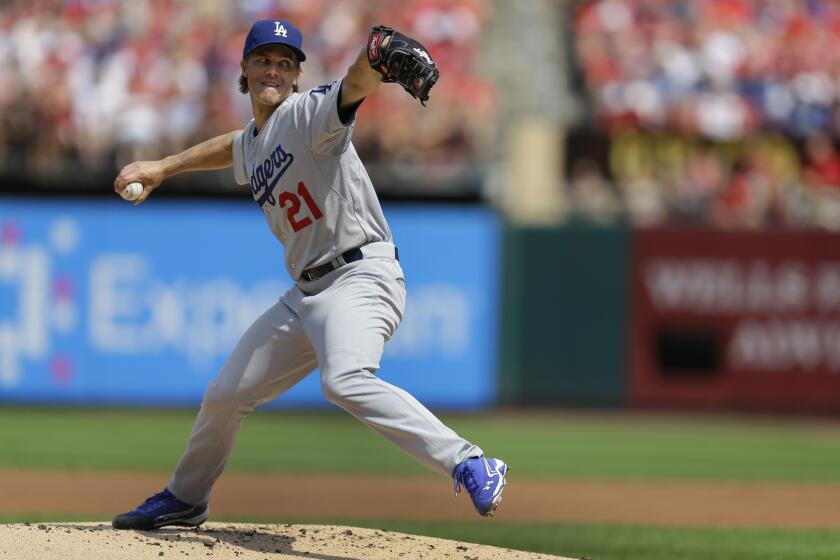 Zack Greinke gave up four runs in the first inning against St. Louis in a 4-2 loss to the Cardinals on Saturday at Busch Stadium.