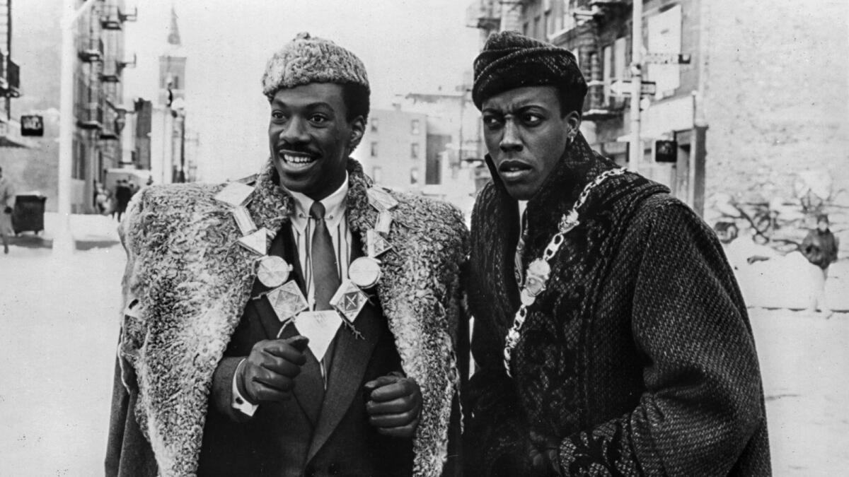 Eddie Murphy, left, and Arsenio Hall in "Coming to America."