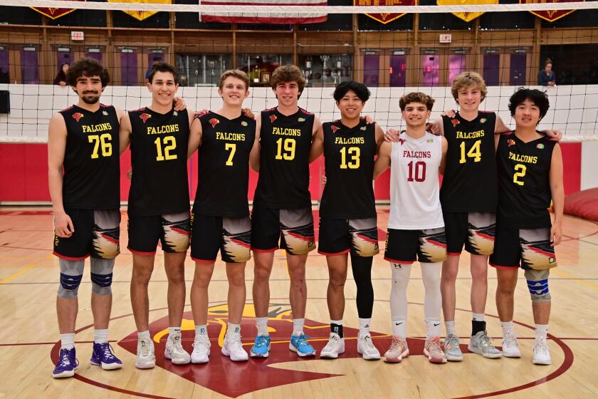 Torrey Pines boys volleyball seniors include Kianoush Barjasteh Mohebbi, Zach Jackson, Jake Morley, Zach Jackson, Christian Connell, Brandon Pho, David Quinones, Bronson Griswold and Noah Kimm.