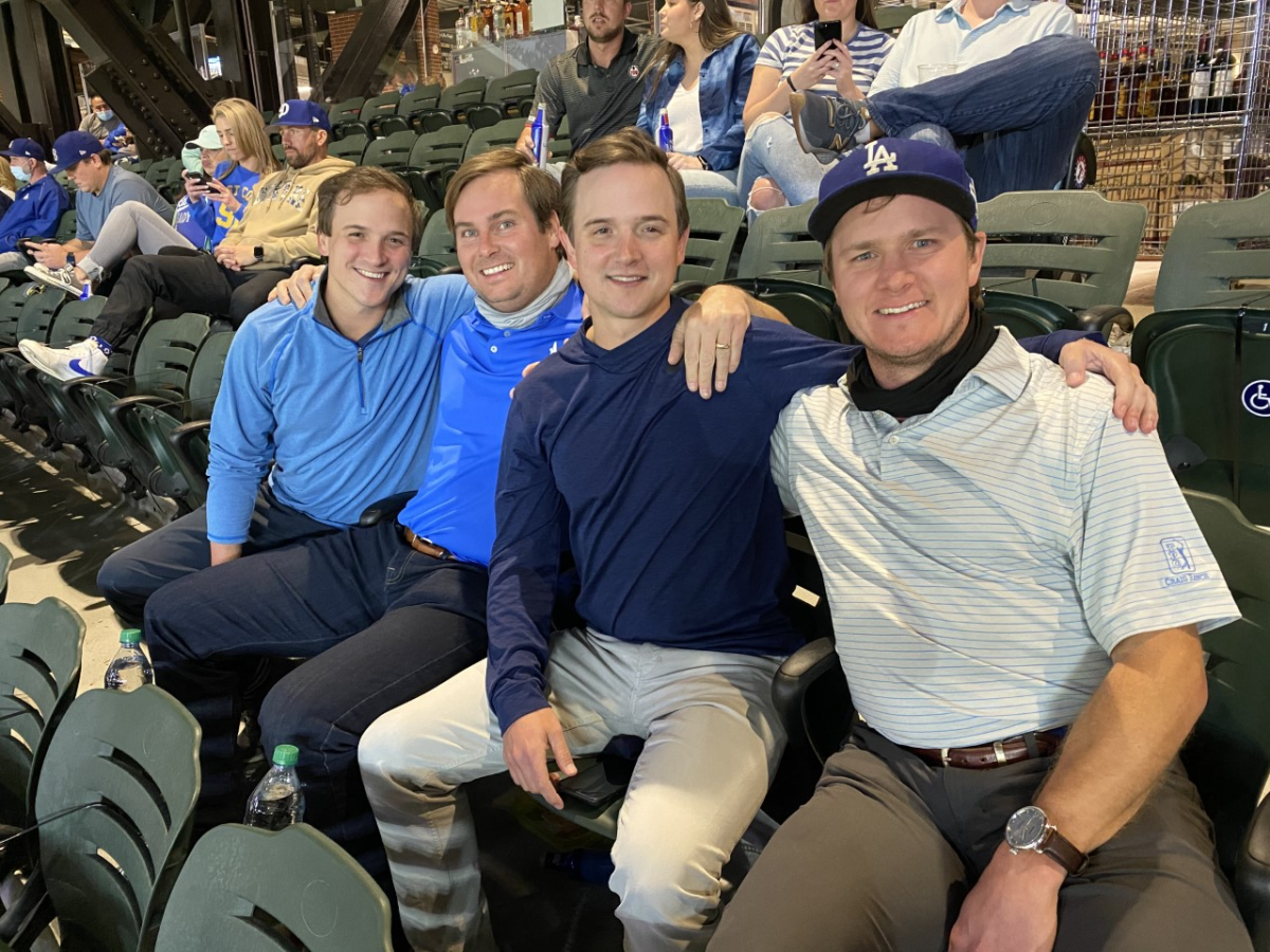 Clayton Kershaw's friends attend Game 4 of the NLCS at Globe Life Field in Arlington, Texas.