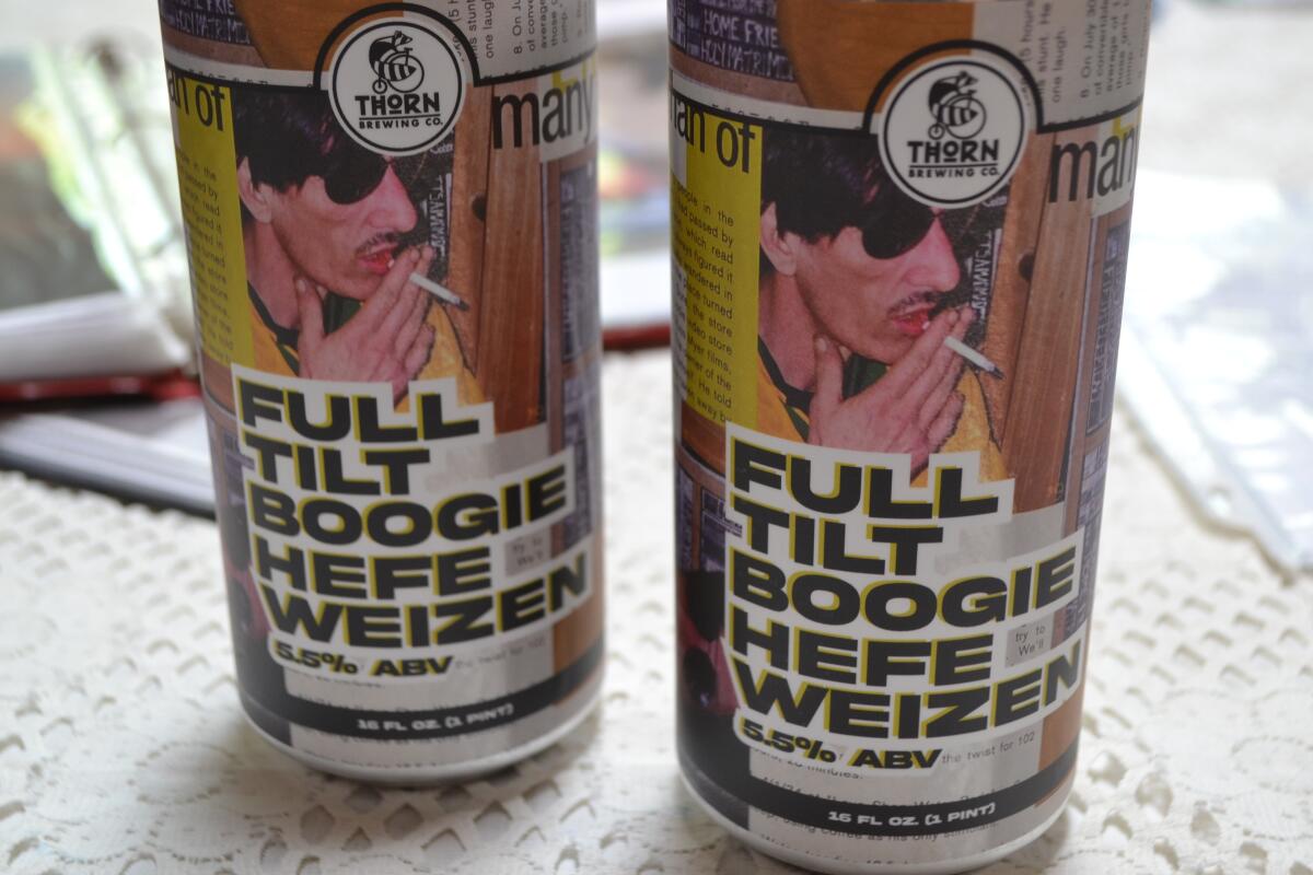 Roger Guy English is pictured on the can containing the beer he inspired.