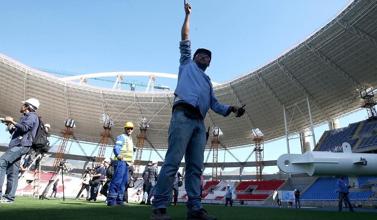 Work continues at the Olympic Stadium in Rio de Janeiro in preparation for the 2016 Olympic Games.