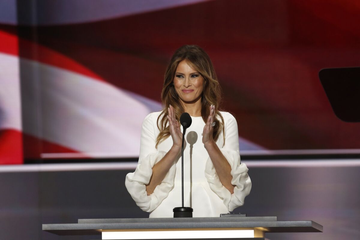 Melania Trump speaks during the Republican National Convention in July.