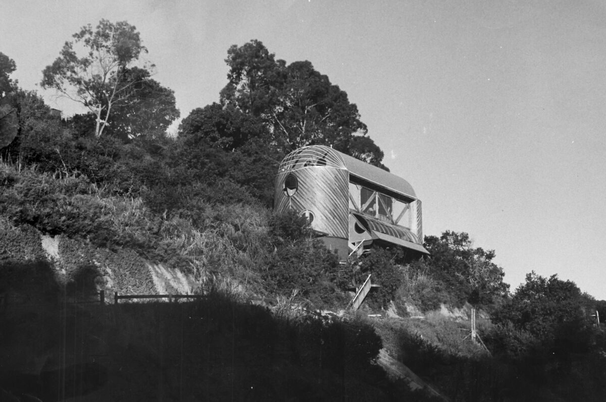 Architect Eugene Ray's famous Silver Ship home in La Jolla, in an old photo.