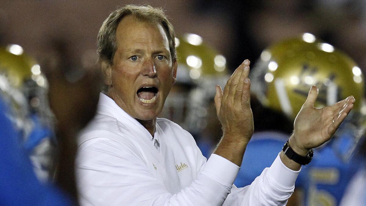 Former UCLA Coach Rick Neuheisel was pretty pleased to see his son, Jerry, lead the Bruins to victory over Texas on Saturday.