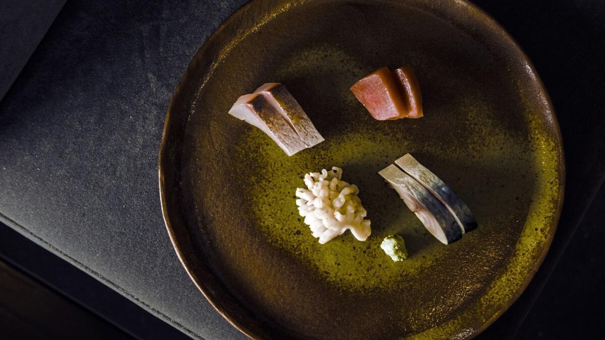 Inn Ann sushi chef Mori Onodera is an accomplished ceramist; his sushi is pretty accomplished too.