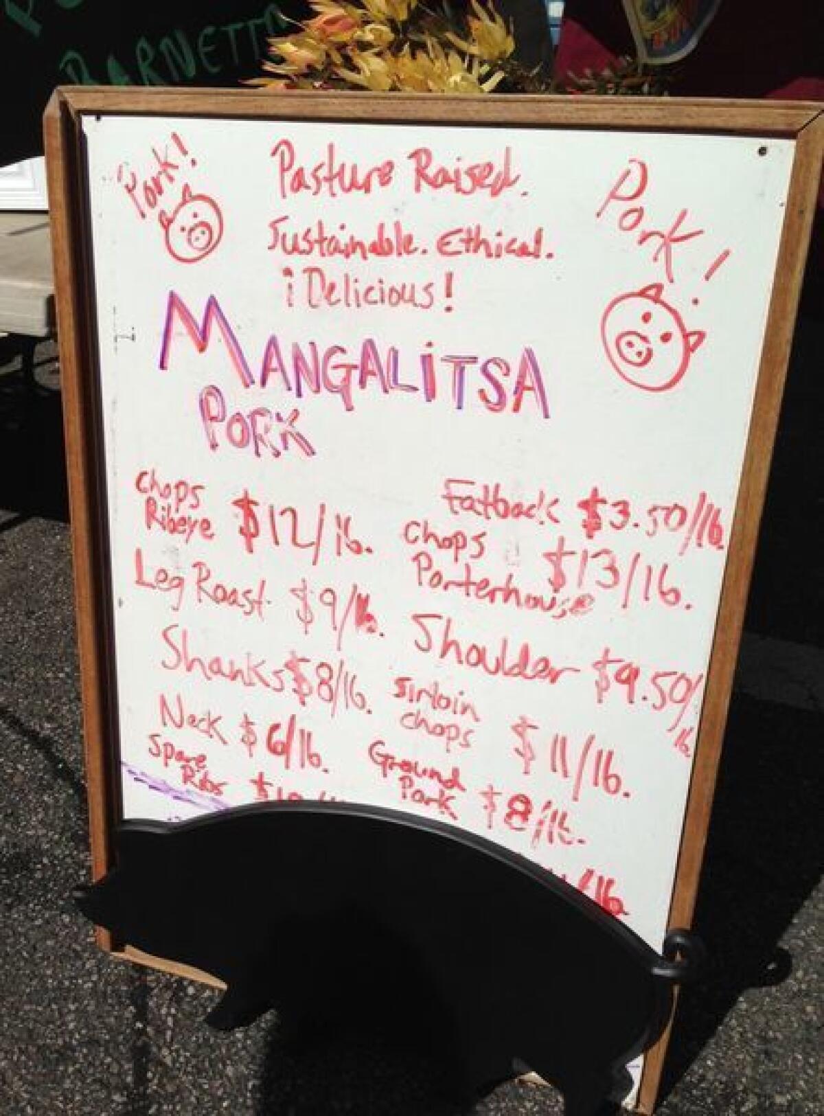 New at the Santa Monica Farmers Market: Mangalitsa pork from Peads & Barnetts.