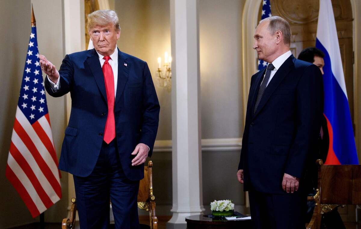 President Trump, left, and Russian President Vladimir Putin in Helsinki in 2018.