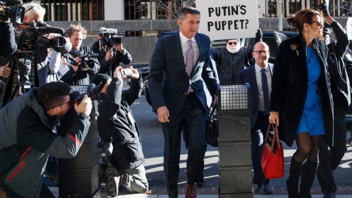 Former national security advisor Michael Flynn arrives at federal court in Washington on Tuesday.