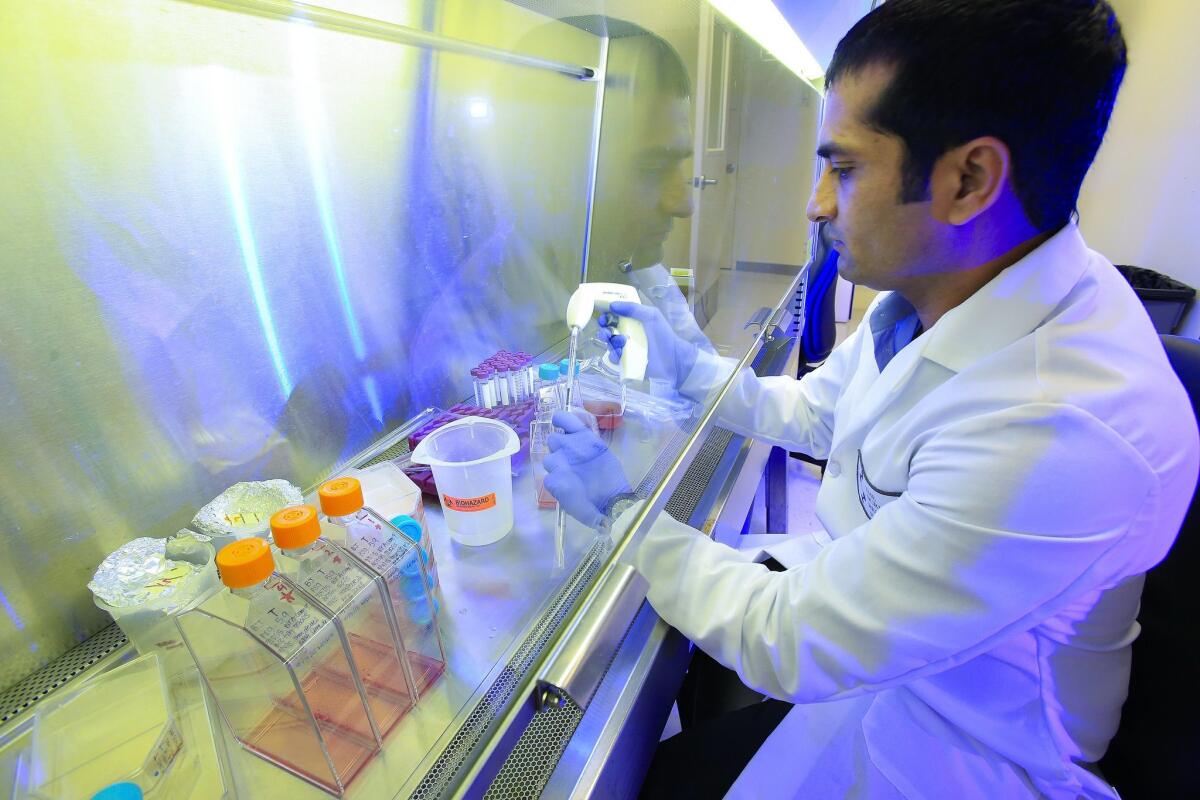 Rajesh Grover, a scientist and assistant professor, works in the Richard A. Lerner lab at The Scripps Research Institute (TSRI) in San Diego. — Nelvin C. Cepeda