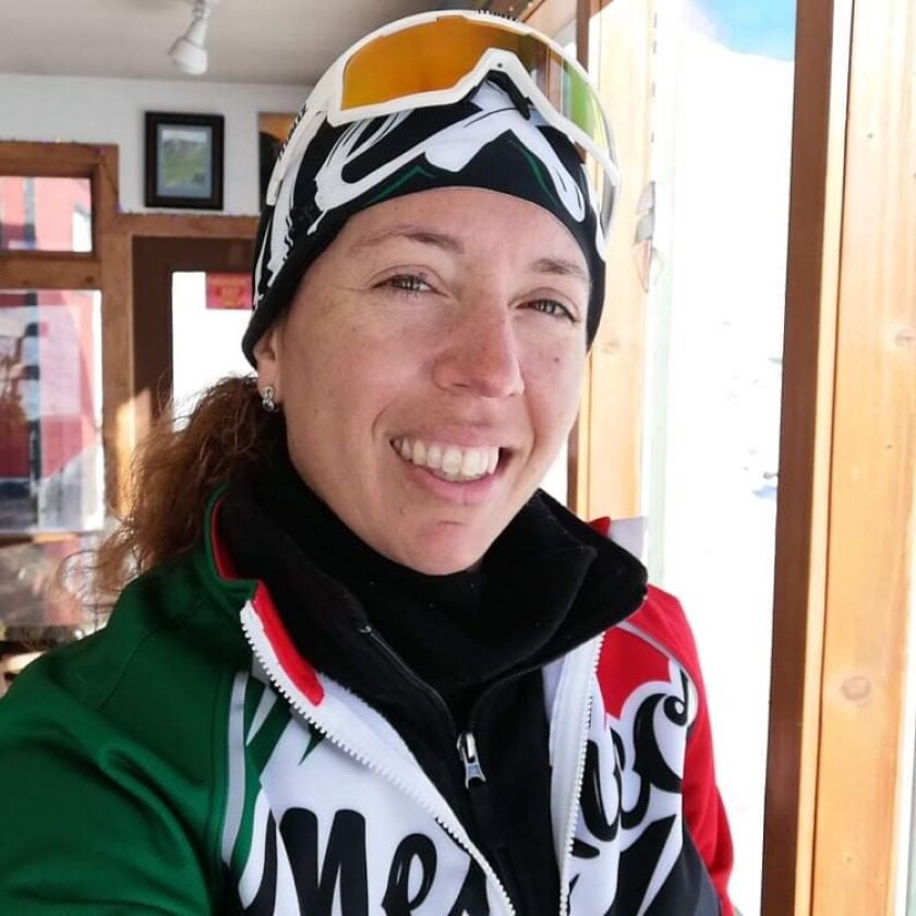 Karla Schleske takes a selfie in her ski gear