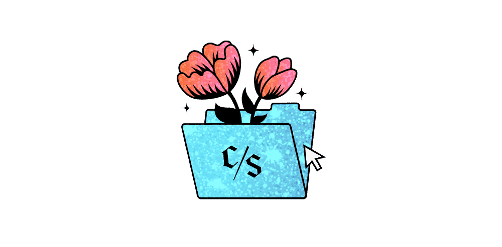 gif of the latinx logo, flowers coming out of a digital folder, "c/s"
