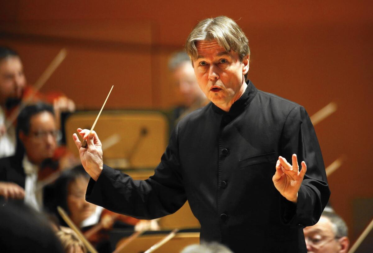 Esa-Pekka Salonen conducts the Los Angeles Philharmonic on Jan. 29, 2015.