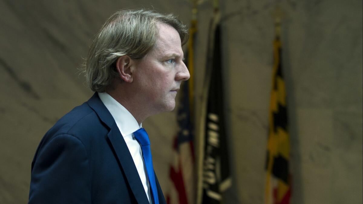 White House Counsel Donald McGahn will step down in the coming weeks, President Trump announced via Twitter.
