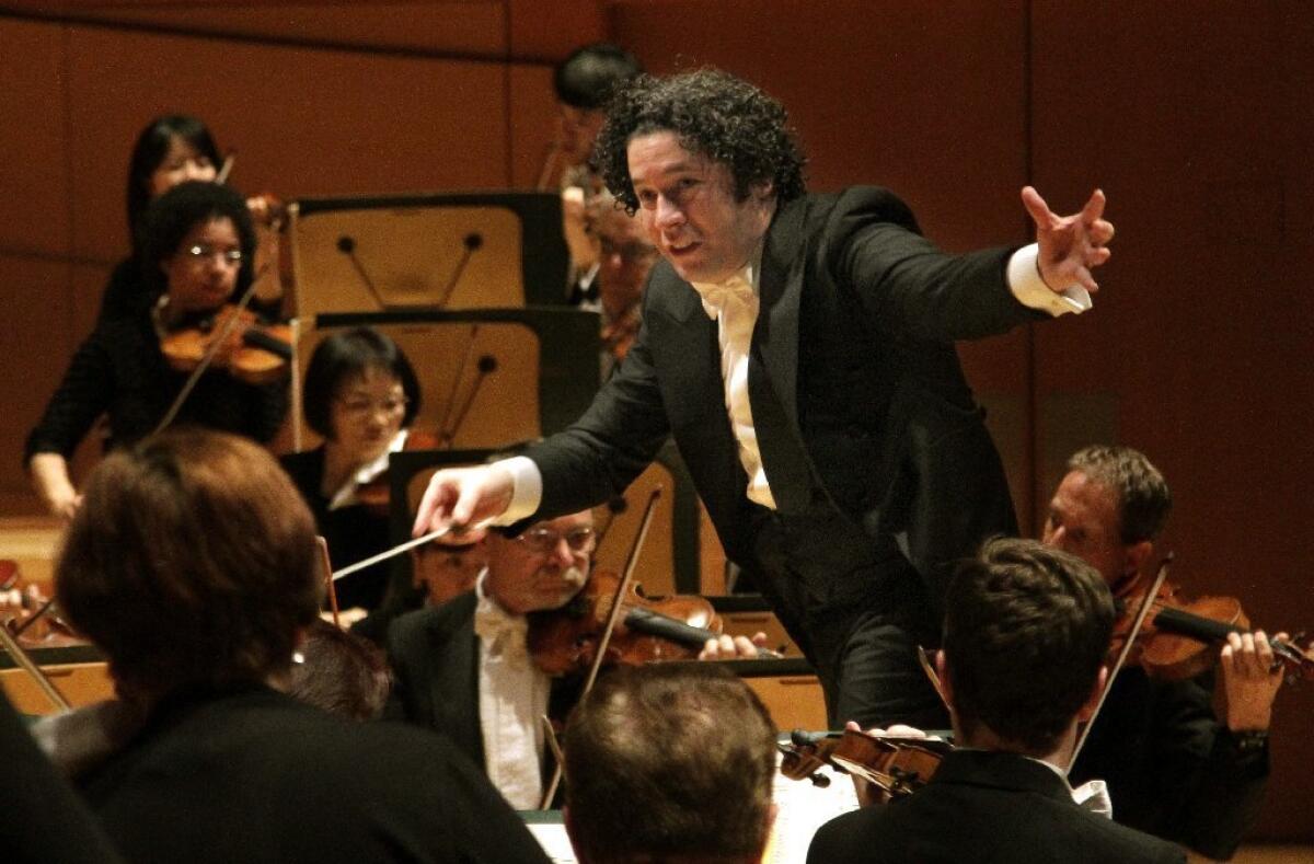 Gustavo Dudamel conducting the L.A. Philharmonic at Walt Disney Concert Hall in May.