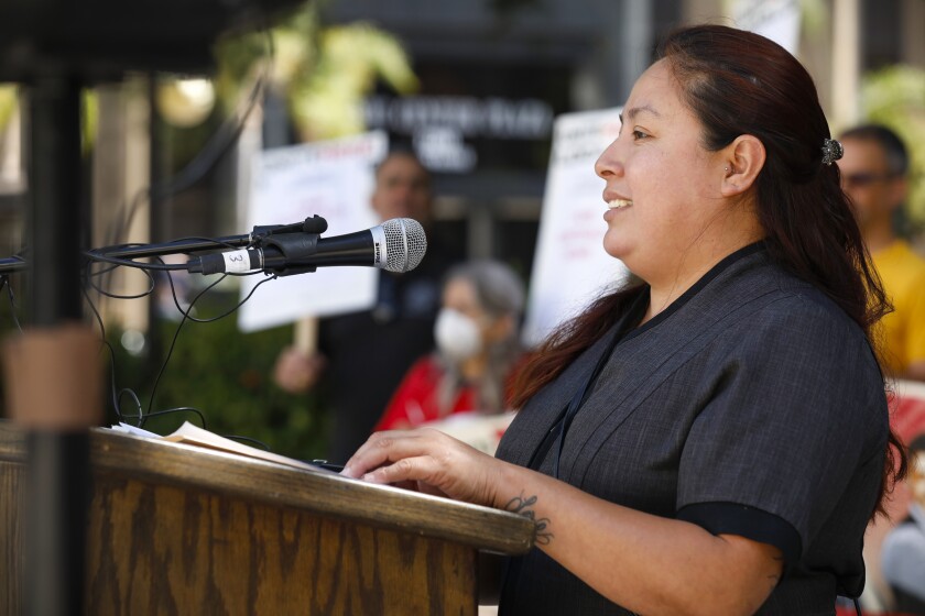 Noemi Ponce, a nine- year employee with the Hilton San Diego Bayfront hotel.