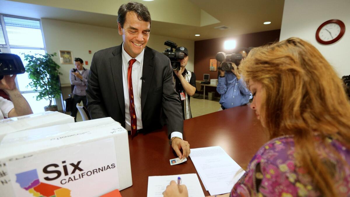 Before his bid to split California into three states, in 2014 Silicon Valley venture capitalist Tim Draper tried to qualify a ballot initiative that would have asked voters to split California into six separate states.