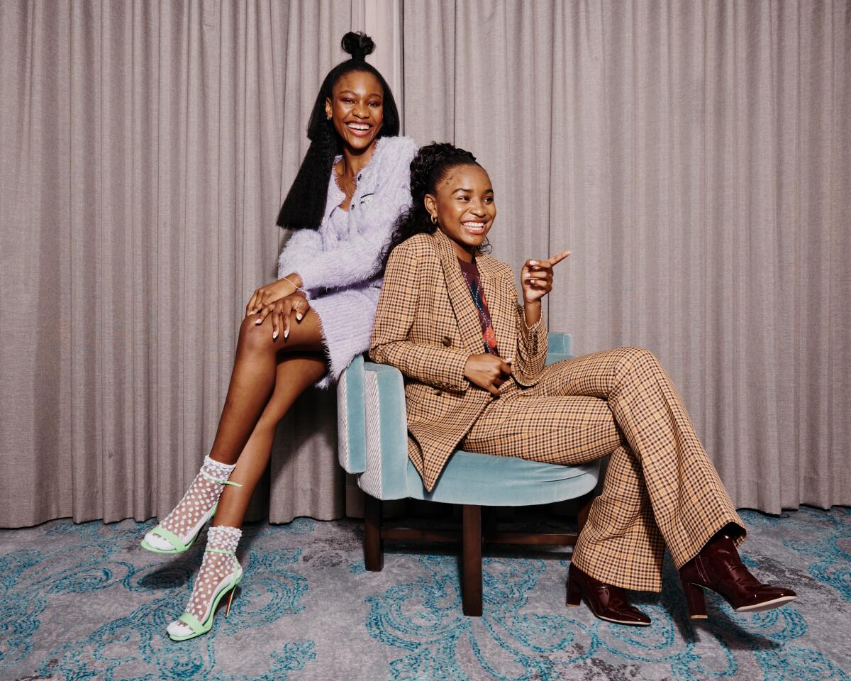 Actresses Demi Singleton and Saniyya Sidney who star as sisters Serena and Venus Williams in "King Richard."