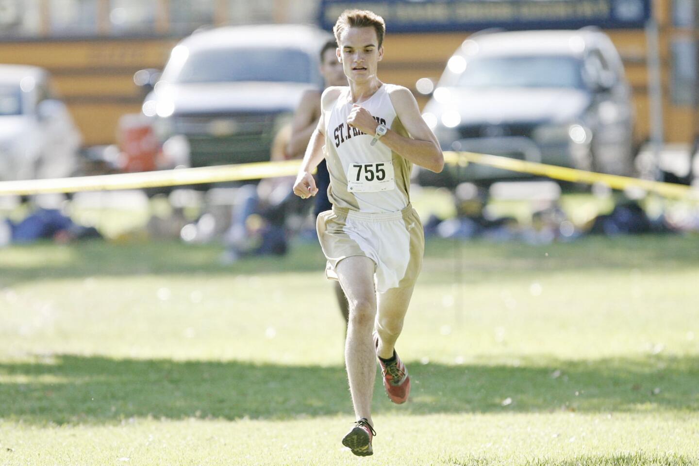 St. Francis' J.D. Kieffer runs to the finish line during a meet at Balboa Park in Encino on Thursday, October 4, 2012.