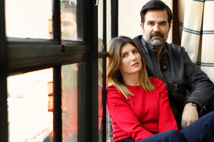NEW YORK, N.Y. -- TUESDAY, MARCH 12, 2019 -- The writers, creators and stars of the Amazon series Catastrophe are Rob Delaney and Sharon Horgan. The series just launched it's 4th and final season. The premise has Rob playing an American businessman who has a fling with Sharon while on a trip to London. When she learns she's pregnant Rob moves to London and turn the fling into a marriage. ( Rick Loomis / for the Los Angeles Times ) Assignment ID: 3073944