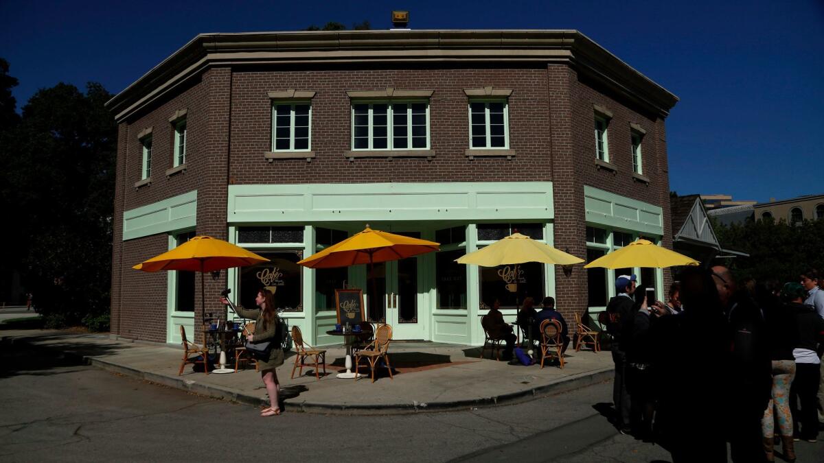 The coffeeshop set of "La La Land," where the movie was filmed, on the WB Studio Lot.