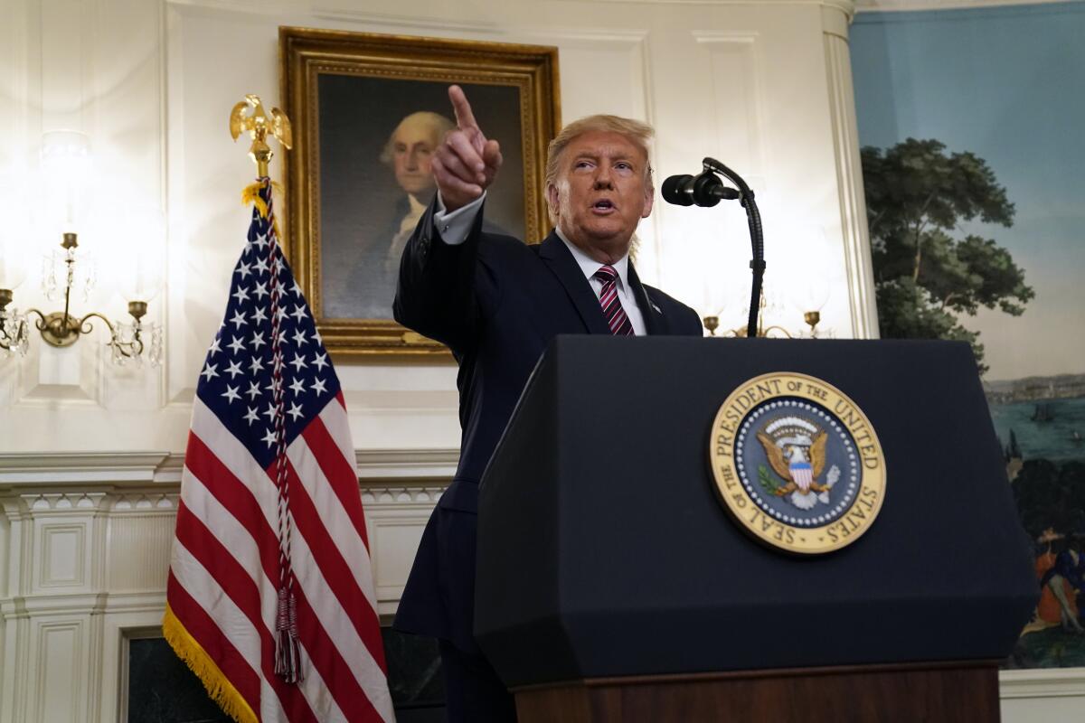 President Trump speaks at the White House on Sept. 9.