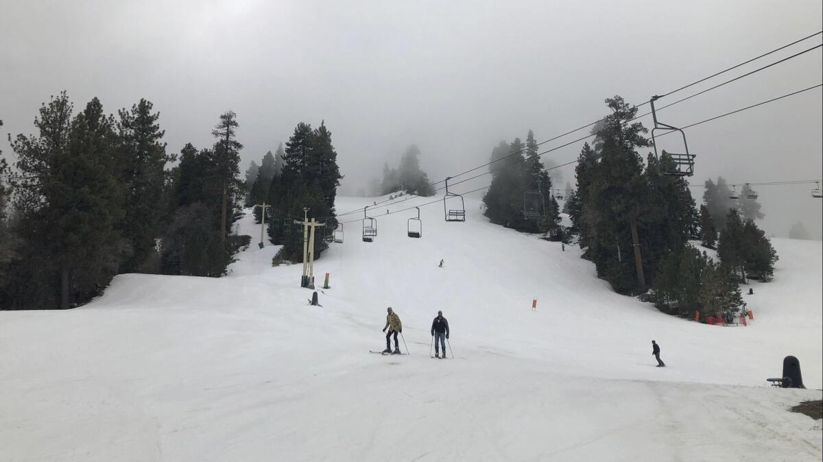 Skiers take to the slopes at Snow Summit ski resort in Big Bear Lake, Calif., on Feb. 1.
