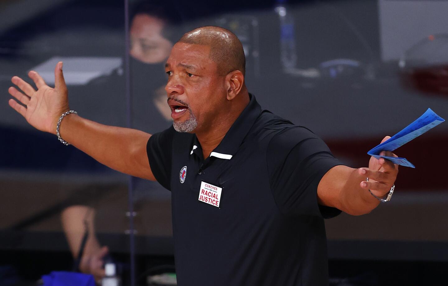 Clippers coach Doc Rivers reacts during Game 3 against the Dallas Mavericks.