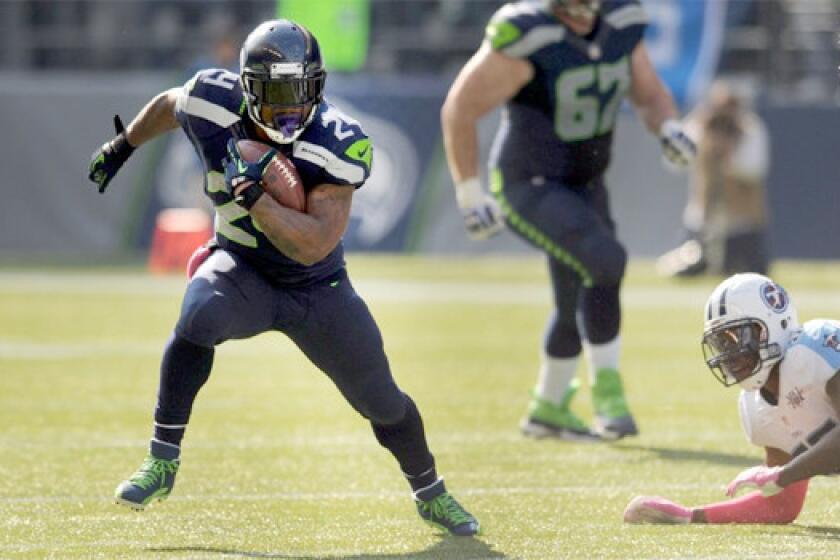 Marshawn Lynch has rushed for 487 yards for five touchdowns through six games for the Seattle Seahawks who will travel to Arizona to face the Cardinals on Thursday.
